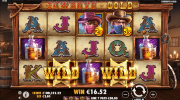Cowboys Gold 게임에서 5개 동일 심볼 당첨